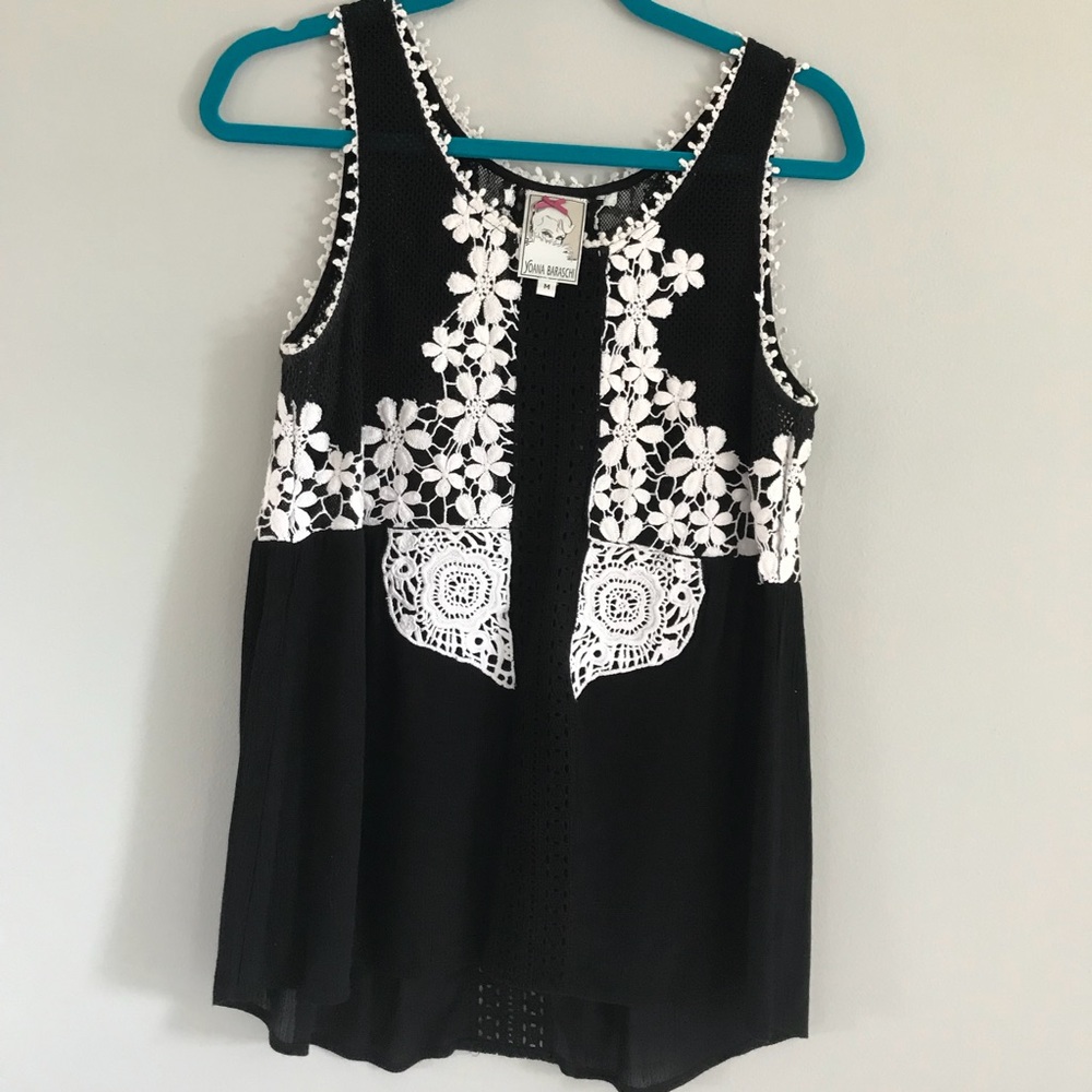 Yoana Baraschi - Fiji Black & White Crochet Tank